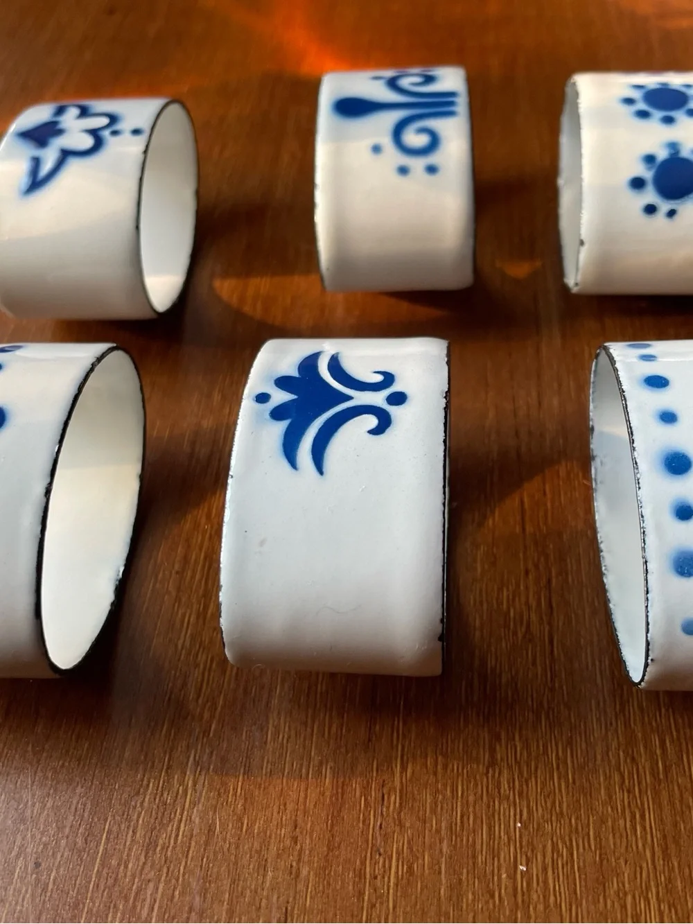 Katarina Brieditis for IKEA Set of 6 HEDER Napkin Rings Blue & White Enamel